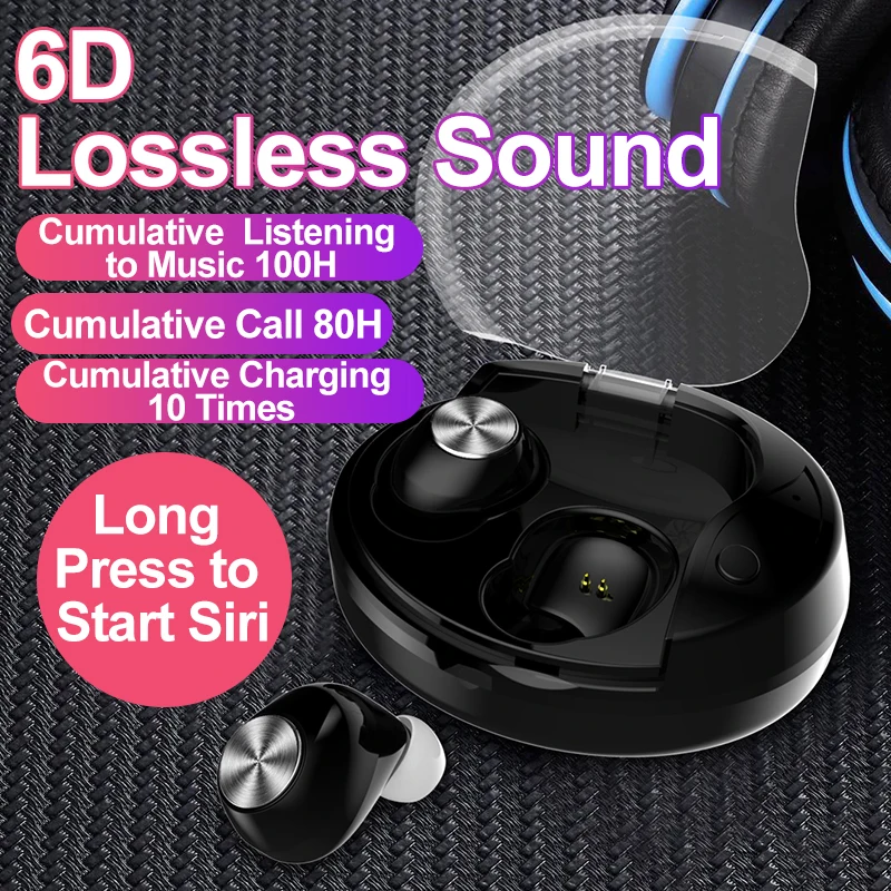 

CVC8.0 Dual Noise Cancelling Binaural Bluetooth V5.0 Earphone HD Calls Waterproof Wireless Sport TWS Earbuds 10 hours Music Time