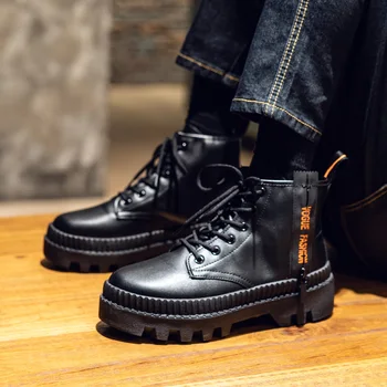 

Men's boots 2020 new British fashion workwear versatile winter platform Martin heighten locomotive short men's boots men boots