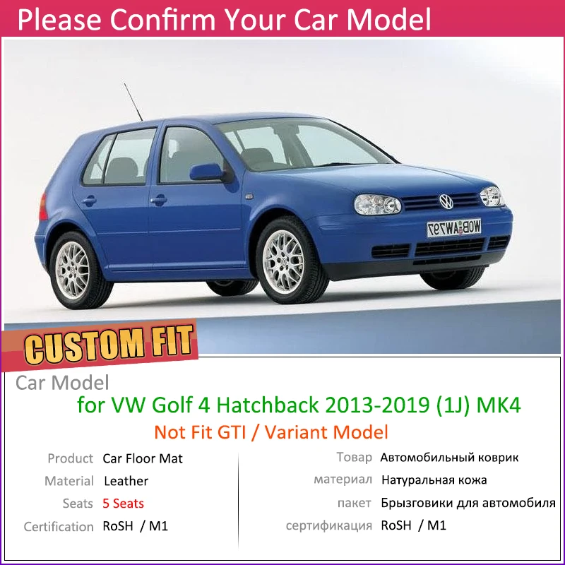 Пользовательские автомобильные кожаные Коврики для Volkswagen VW Golf 4 Hatch MK4 1J 1998 ~ 2004 5
