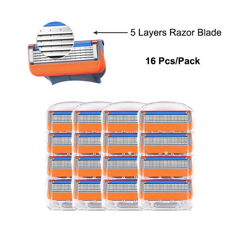 

Men's Razor Blades 16pcs / Pack for Razors Compatible with Gillette Fusion 5 Layers Stainless Steel Replace Razor Blade