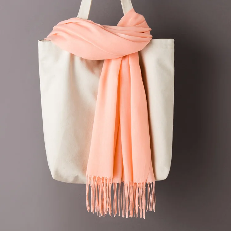 Light pink Scarf Женские однотонные кашемировые шарфы с кисточками, осень, новые мягкие теплые шарфы для девушек и женщин, тонкий длинный шарф, Женская шаль, мужской шарф - Цвет: Light pink Scarf
