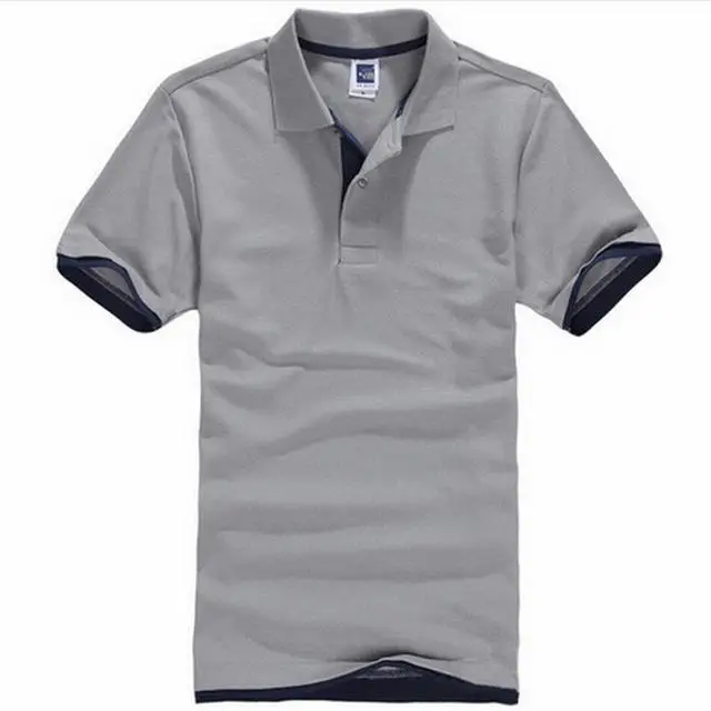 De talla grande XS-3XL nueva camisa de Polo de los hombres de algodn de manga corta Camiseta marcas camisetas Mens camisa Polo - Цвет: Gray  navy blue