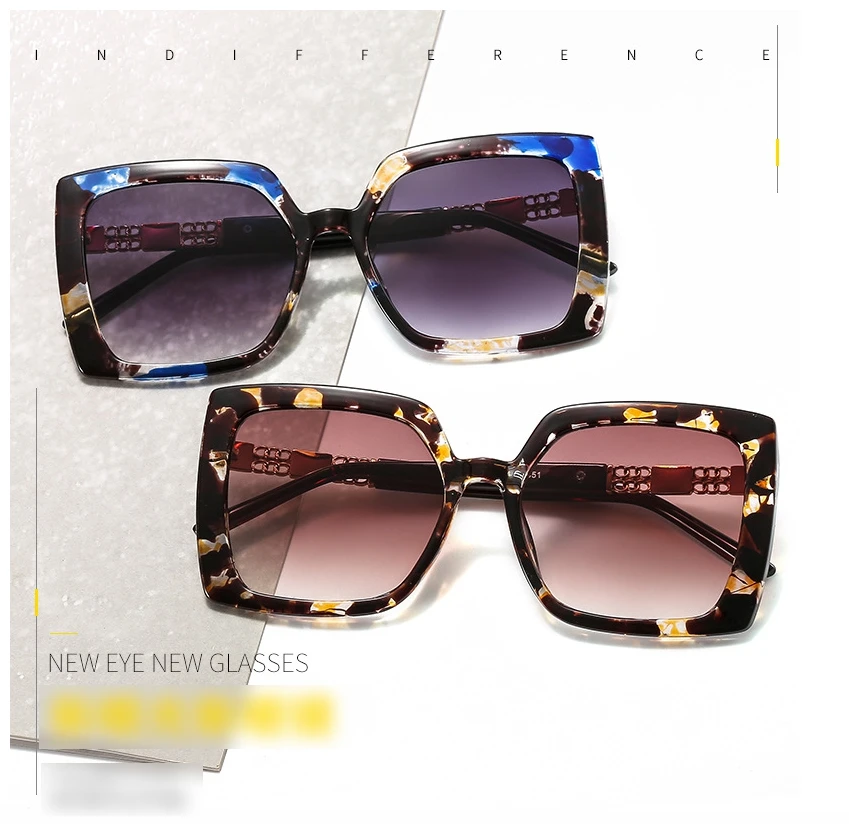 46267 квадратная большая оправа кошачий глаз Роскошная цепочка для очков Мужская Женская Мода UV400 очки