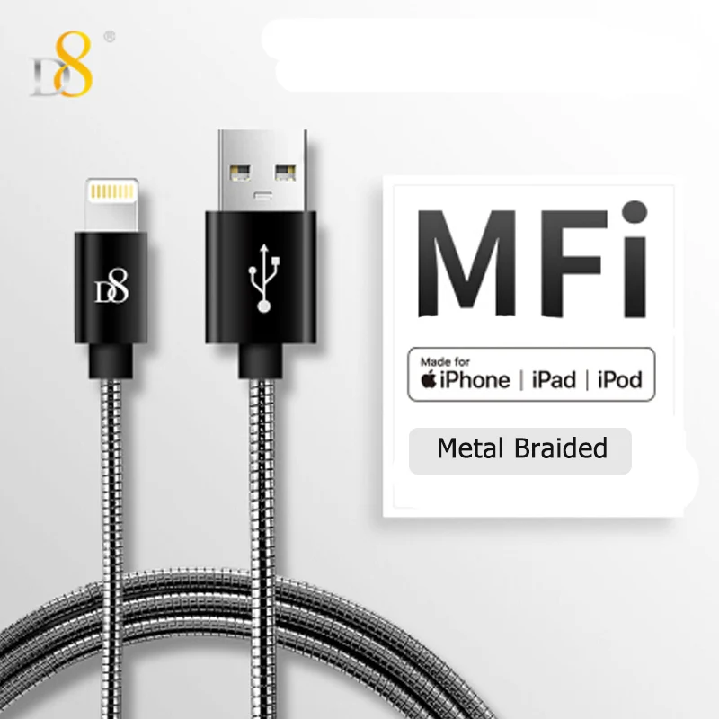 Сертифицированный MFi кабель USB в оплетке из нержавеющей стали высокоскоростной