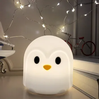 

Silicone Penguin LED Night Light Touch Sensor Colorful Table Lamp USB Rechargeable Bedroom Bedside Lamp for Children Kids Baby