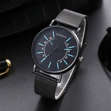 GENEVA Reloj de pulsera de acero inoxidable para hombre, cronógrafo de cuarzo, estilo sinfonía, informal