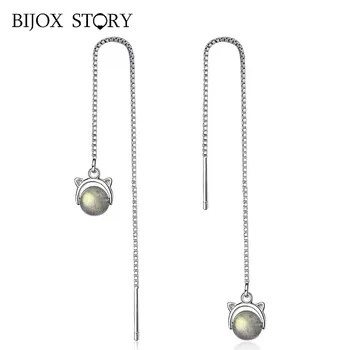 

BIJOX STORY Fashion 925 Sterling Silver Drop Earrings with Moonstone Cat Shape Fine Jewelry Earrings for Women Wedding Wholesale