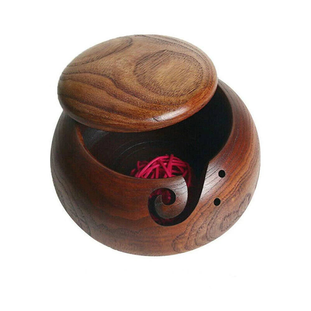 Exquisite High Quality Hand-Carved Wooden Wool Yarn Storage Bowl Crochet Woven Accessories Bag |