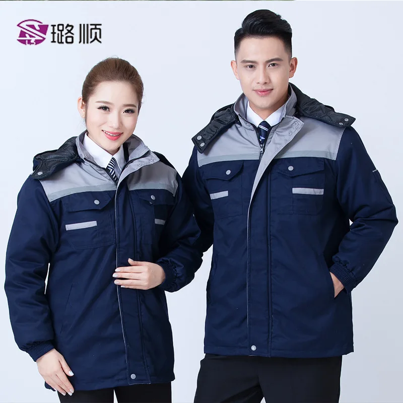 

Winter Cotton Dress Work Clothes Thick Cold Cotton-padded Clothes Deconstructable Labor Safety Workwear Mid-length Cotton-padded