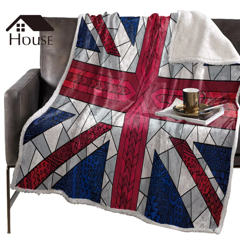 Bighouses Throw Blanket British Flag Split England Independence Fleece