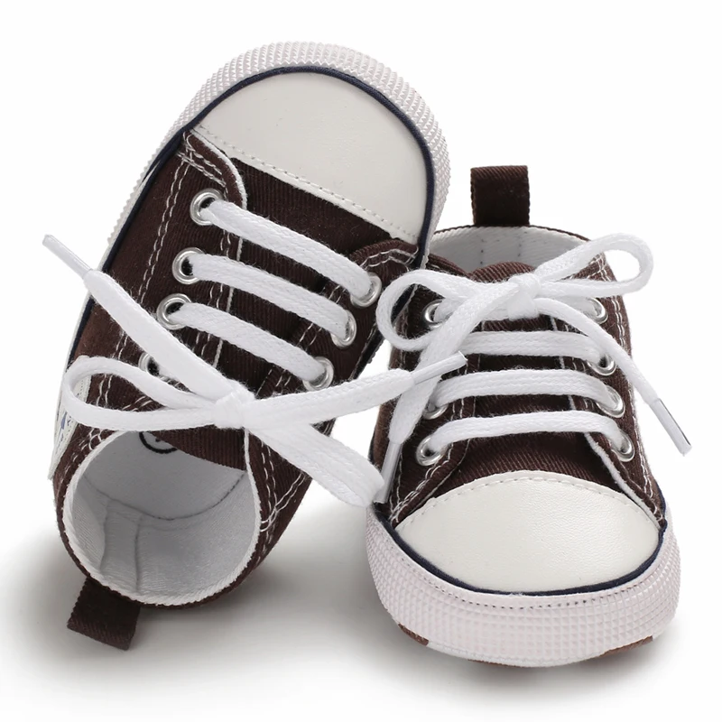 Повседневная парусиновая обувь на нескользящей мягкой подошве для маленьких мальчиков и девочек; кроссовки для малышей; обувь для первых шагов; милая мягкая обувь с надписью; Размеры 0-18M
