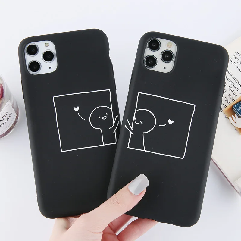 Lovebay Забавный чехол для влюбленных пар с сердечком iPhone 12 Mini 11Pro Max X XS XR Xs Мягкий из