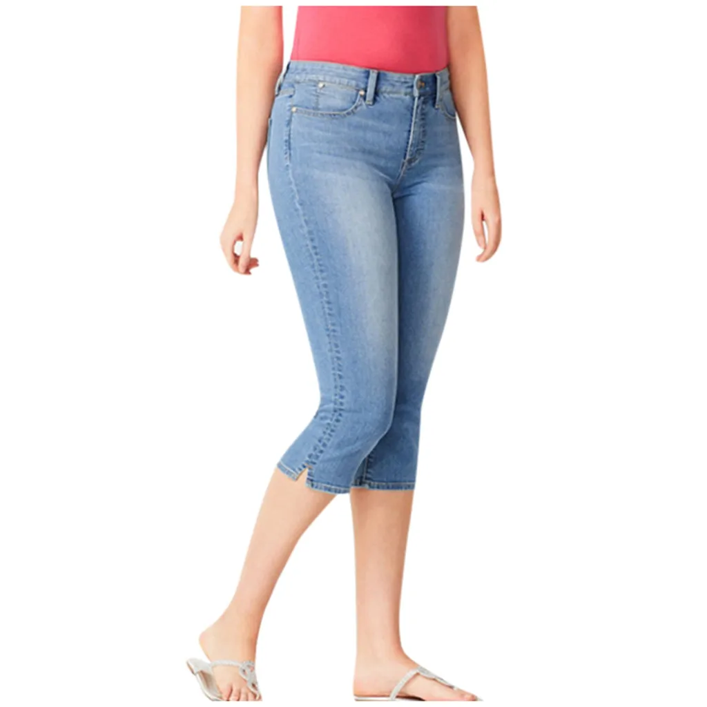 Light blue Женские брюки, модные повседневные женские джинсы с высокой талией, тонкие джинсы, Стрейчевые узкие брюки, джинсы длиной до середины икры, женские брюки, брюки, Новинка - Цвет: Light blue