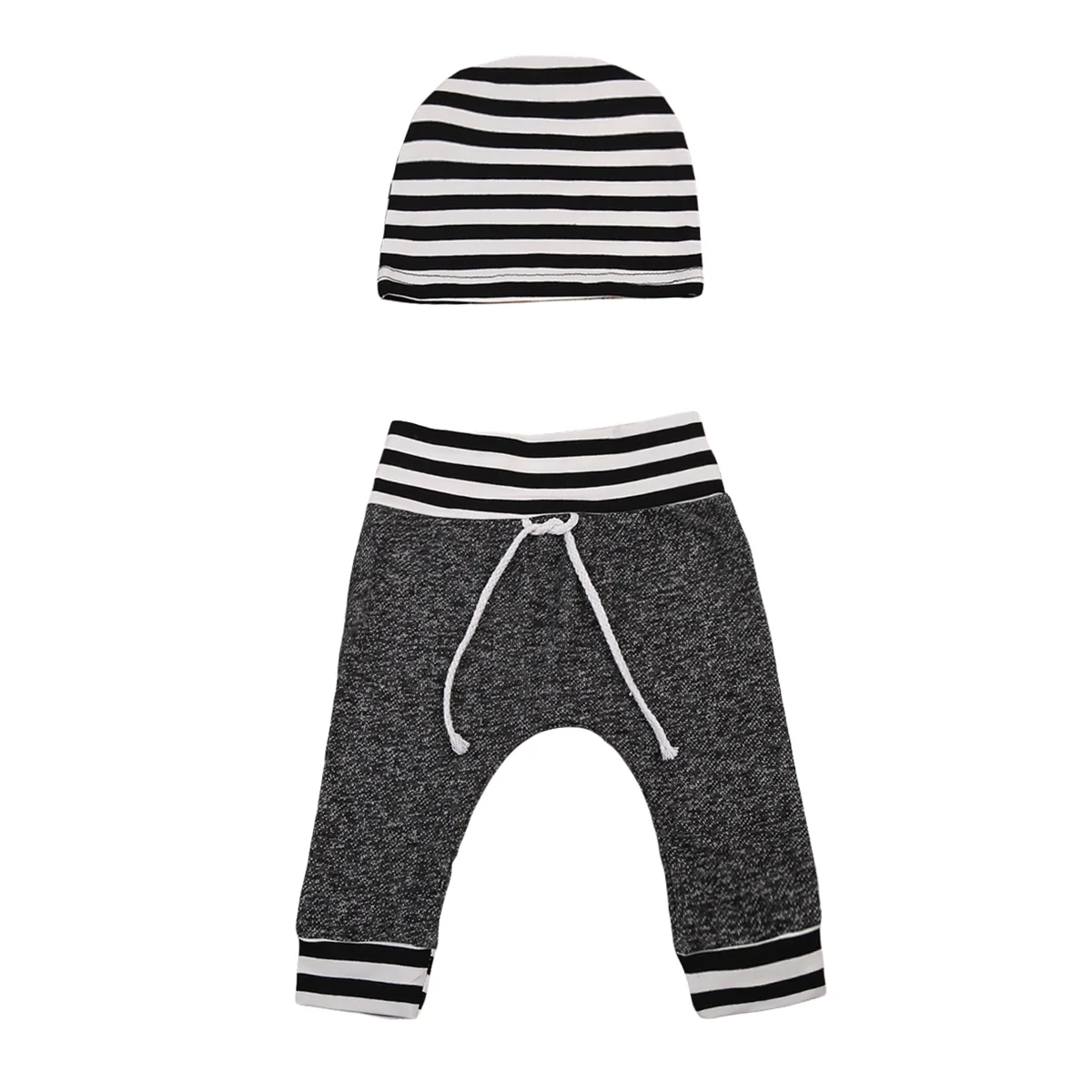 

2020 New Brand Newborn Toddler Infant Baby Boys Girls Pants Striped Printed Bottom Casual Pants Hat 2Pcs