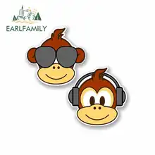 EARLFAMILY 13cm x 13cm Cartoon Cute Monkey Funny Car Stickers Vinyl JDM RV VAN Bumper Trunk Truck Graphics Waterproof Anime