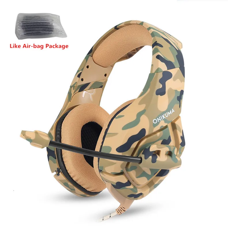 Yellow pvc package ONIKUMA K1 камуфляж PS4 гарнитура бас Игровые наушники игра наушники шлем с микрофоном для ПК мобильный телефон Xbox One планшет - Цвет: Yellow pvc package
