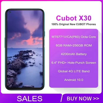 Перейти на Алиэкспресс и купить Cubot X30 глобальная версия смартфона Android 10 48MP Five Camera 8GB 128GB/256GB 6,4 дюймFHD + полноэкранный дисплей Helio P60 NFC Phone