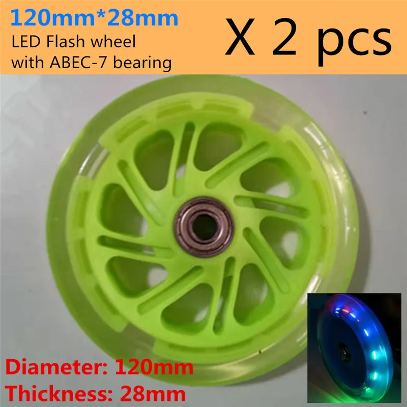 Scooter Wheels 100mm 110mm 120mm Adults Youth 24mm 28mm Inline Cycling Scooter Tire Colorful LED Flash Shine Light 2pcs