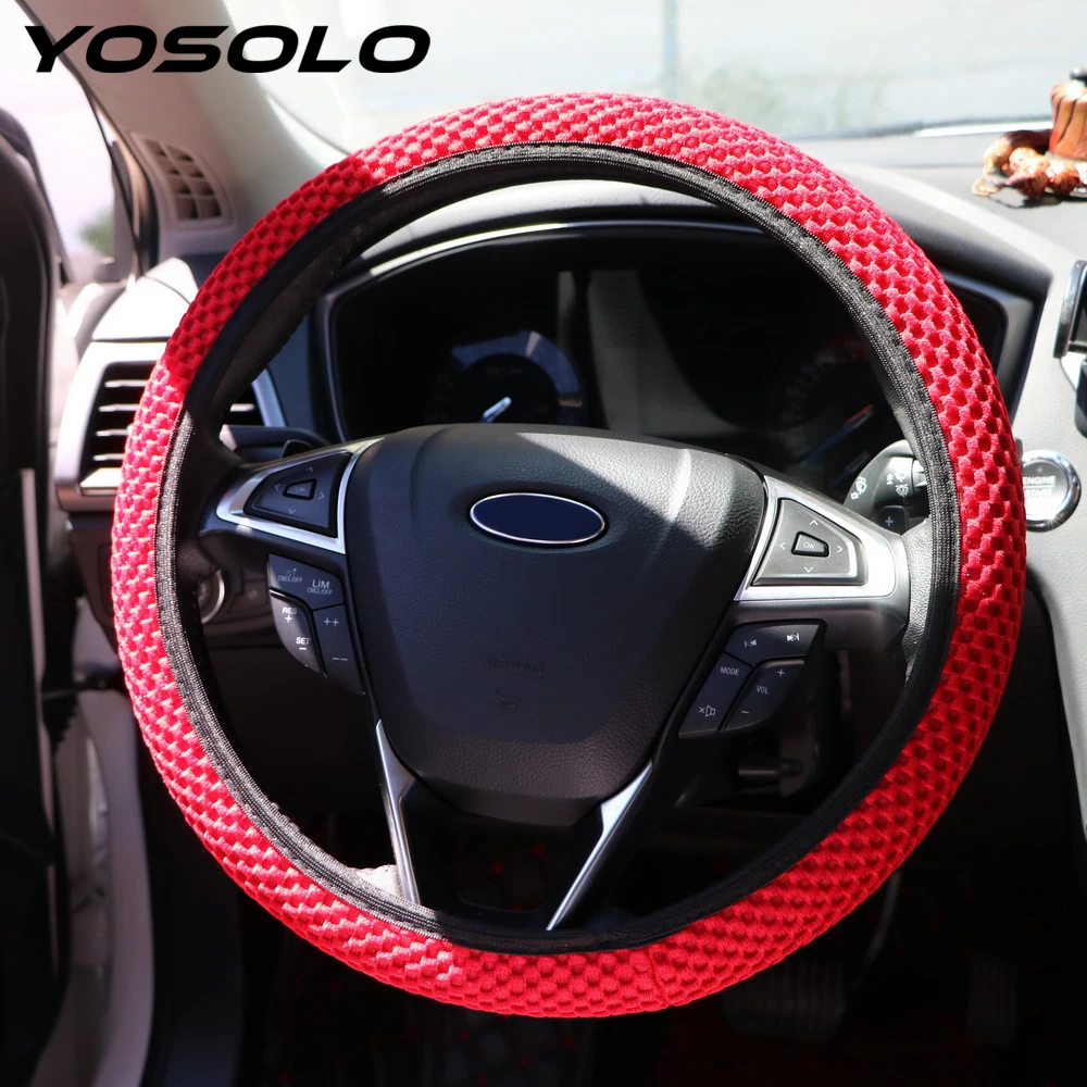 

YOSOLO Car Steering Wheel Cover Fit For Most Cars Breathability Handmade Durable Sandwich Fabric 4 Clolor Skidproof Car Styling