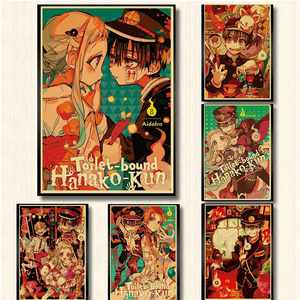 Vintage Japanese Anime Jibaku Shounen Hanako-kun Retro poster For Home/Bar decoration Kraft Poster Painting Wall Decals