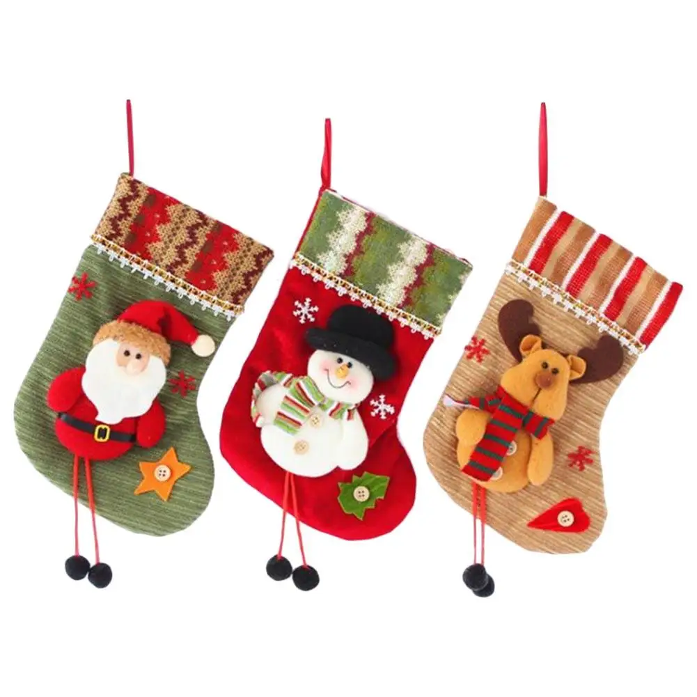 3 шт., носки с новогодними и рождественскими орнаментами, носки с рождественской елкой, носки с Санта Клаусом,, рождественские украшения для дома, сапоги, подарочный пакет
