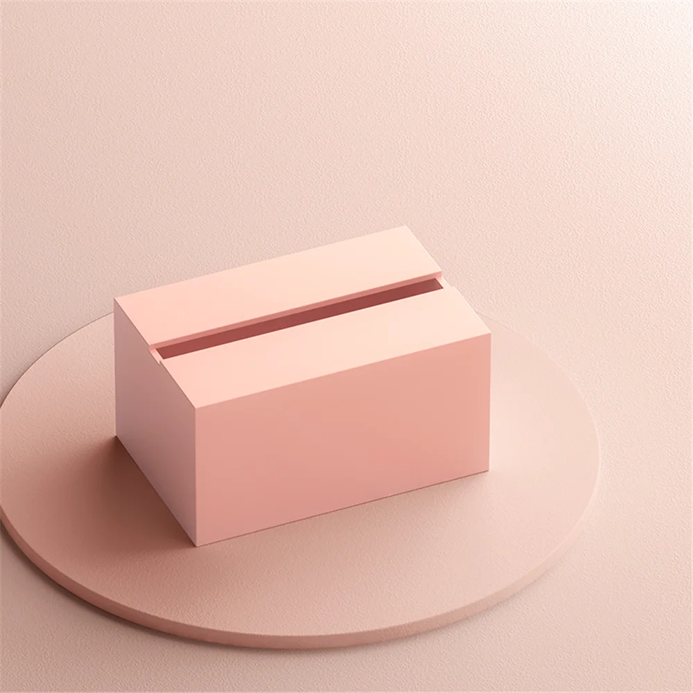 

B-LIFE Tissue Box ABS Plating Pink Tissue Holder Tissue Paper Box for Office Desktop Living Room Household Bathroom