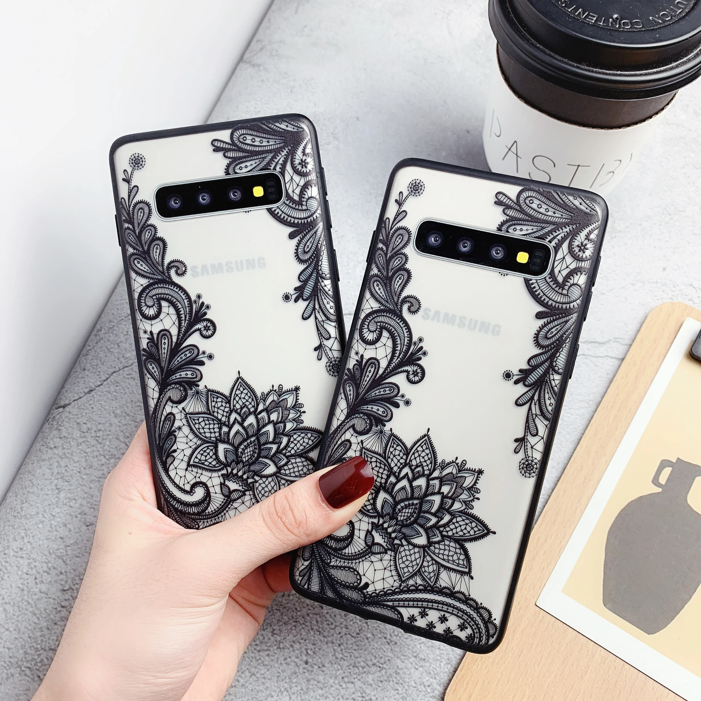 Модное платье с кружевным узором, чехол для Samsung Galaxy S8 S8P S9 S9P S10 S10E S10Plus S10lite A50 A70 противоударный силиконовый защитный чехол