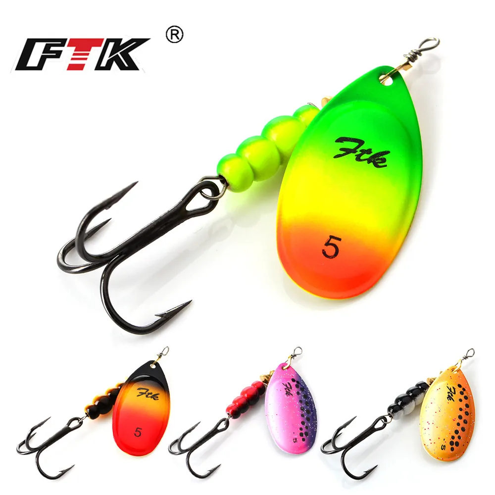 Ftk 1Pc Spinner Bait 3.2G 4.3G 6.1G 9.6G 13.6G Spinner Bait Cucchiaio Pesca Bass Lure Con Treble Hook Tackle Alta Qualità