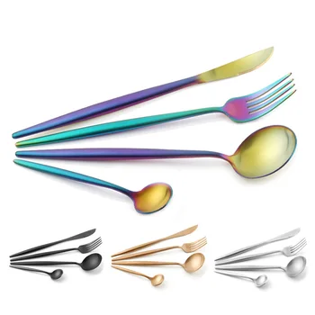 

4Pcs/set Matte 304 Stainless Steel Dinnerware Set Knife Fork Spoon Cutlery Set Dinner Silverware Tableware Set