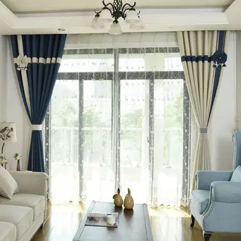 

1pcs Solid color splicing blackout curtains for living room bedroom curtains with high quality