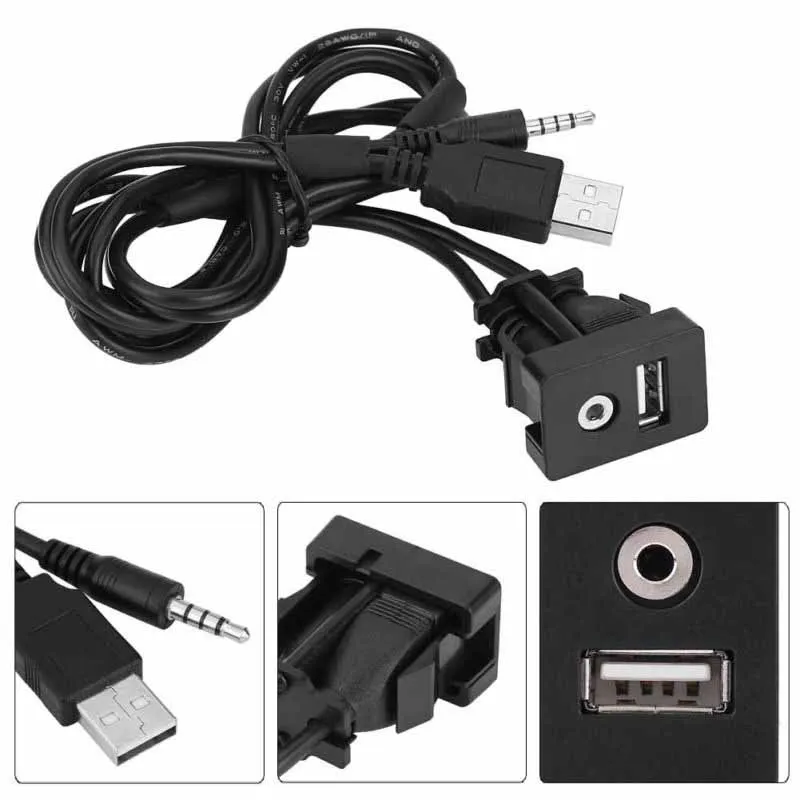 Автомобильный тире флеш аудио AUX USB разъем для наушников 3,5 мм разъем Удлинительный кабель панель