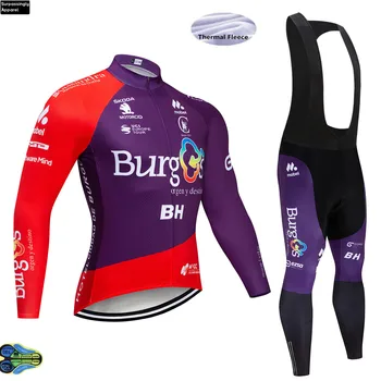 

2019 Burg Long Sleeve Cycling Jersey Bike Pants Set Mens 12D Pads Ropa Ciclismo Pro Thermal Fleece Bicycling Maillot Culotte