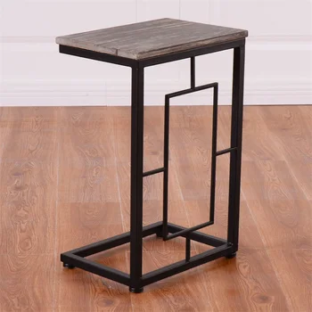 

High Quality 22" Antique Finish Solid Coffee Table End Table Solid Wood Top Sturdy Strong Square Steel Tubing Frame Table