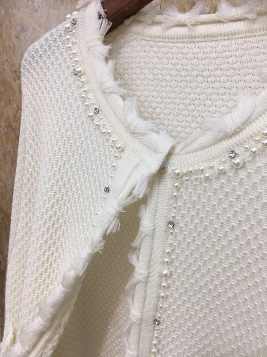 В начале осени новая салфетка для bead edge Декоративные Чистый джинсовая куртка с длинными рукавами и двумя карманами вязаные короткий жакет 1005