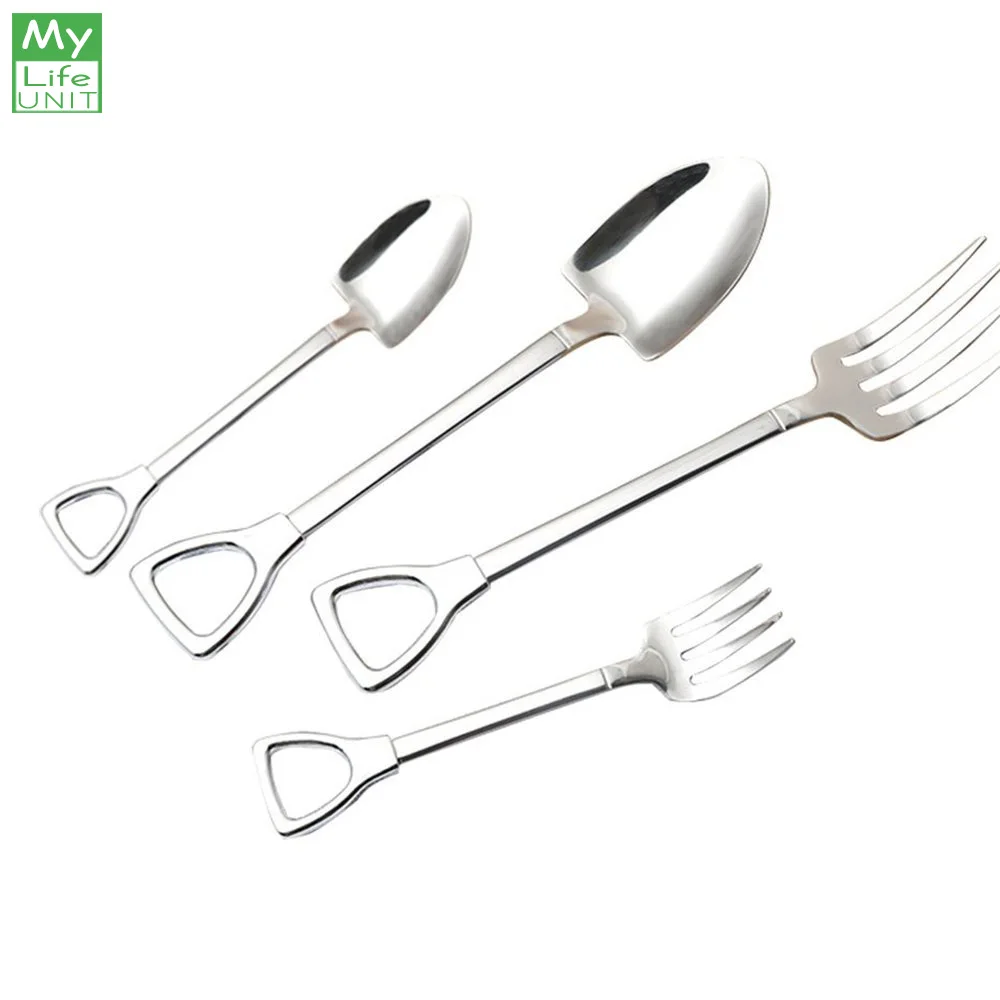 

MyLifeUNIT Stainless Steel Fork Spoon Sets Creative Dessert Spoon Fruit Cake Bread Fork Household Western Flatware