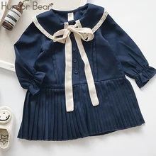 Humor Bear/ г. Весеннее новое платье для маленьких девочек модное газовое праздничное платье принцессы с бантом и манжетами одежда для маленьких детей