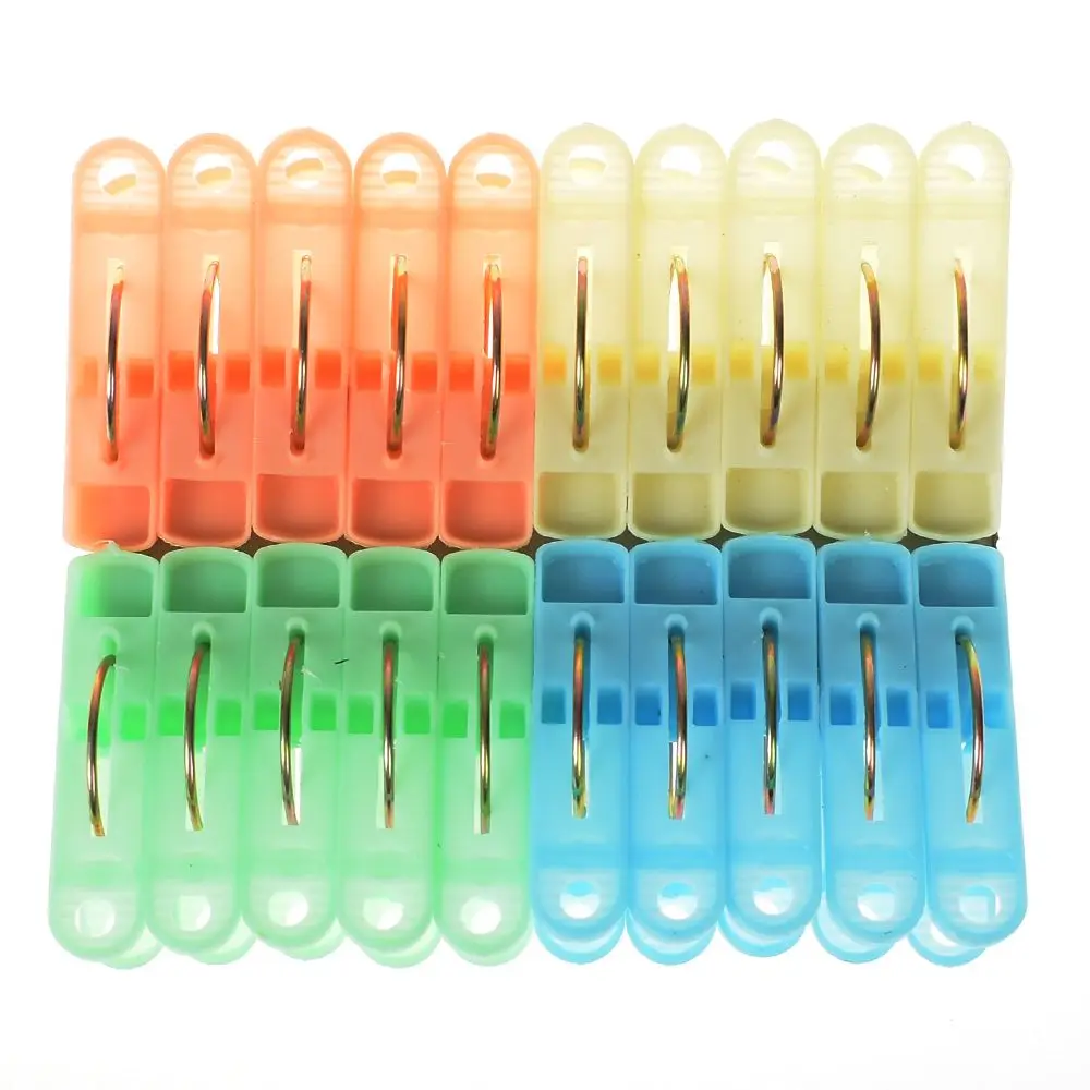 

20 Pcs/Set Mixed Color Plastic Laundry Clothes Pins Large Size Clothes Pegs Drying Hangers Racks Retaining Clip Organization