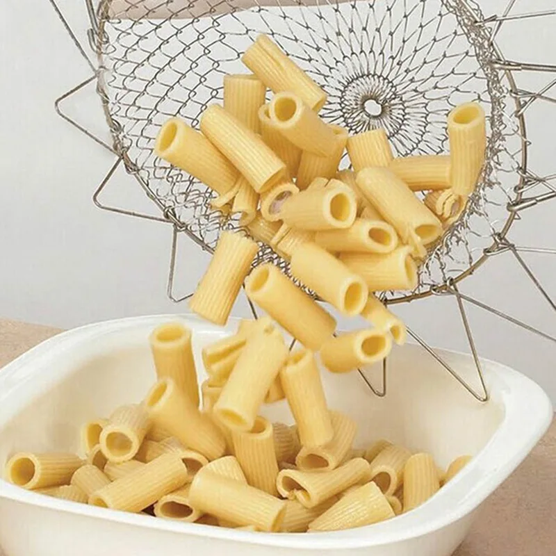 Foldable Steam Rinse Strainer Stainless Steel Colander Basket Drainer Frying French Fryer Tool Kitchen Cooking Basket