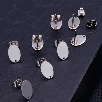 

10Pair/Lot 10*7MM Oval Earring Parts Setting Base Accessories For Jewelry Making Handmade Craft Finding Supplies Stainless Steel