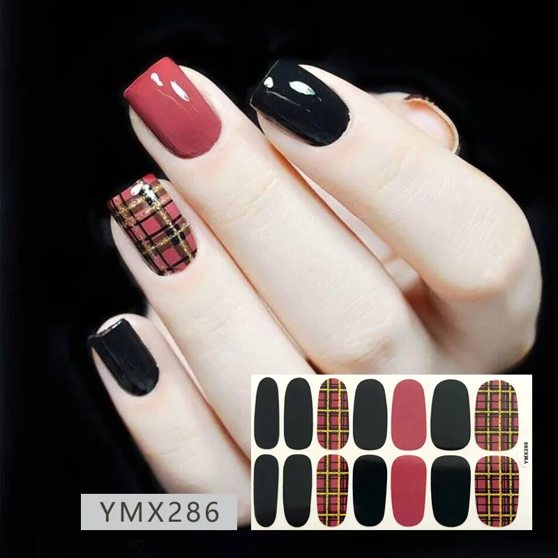 14 стикеров для дизайна ногтей, полное покрытие, Рождественская серия стикеров, наклейки для переноса лака, водонепроницаемые наклейки для ногтей, наклейки для маникюра - Цвет: YMX-286