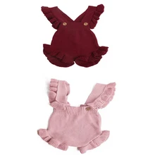 Трикотажная Одежда для новорожденных девочек осенние комбинезоны для маленьких девочек, хлопковый комбинезон для новорожденных девочек, комбинезон для младенцев-мальчиков, брендовый комбинезон