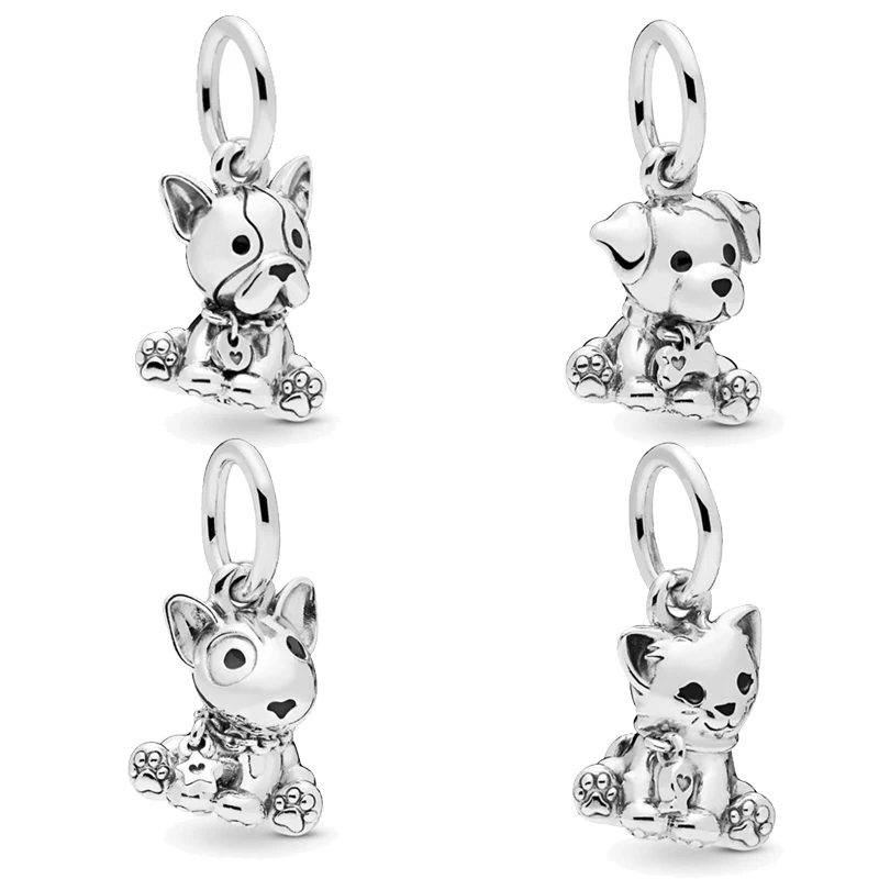 

Labrador Bulldog Bull Puppy Sweet Cat Hanging Charm Pendant 925 Sterling Silver Original Fit Women DIY Pandora Bracelet Bangles