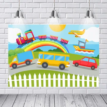 

Photography Backdrops Beautiful Abstract Color Landscape Rainbow Plane Ship Car Train Bus Custom Photo Backdrop Background Vinyl