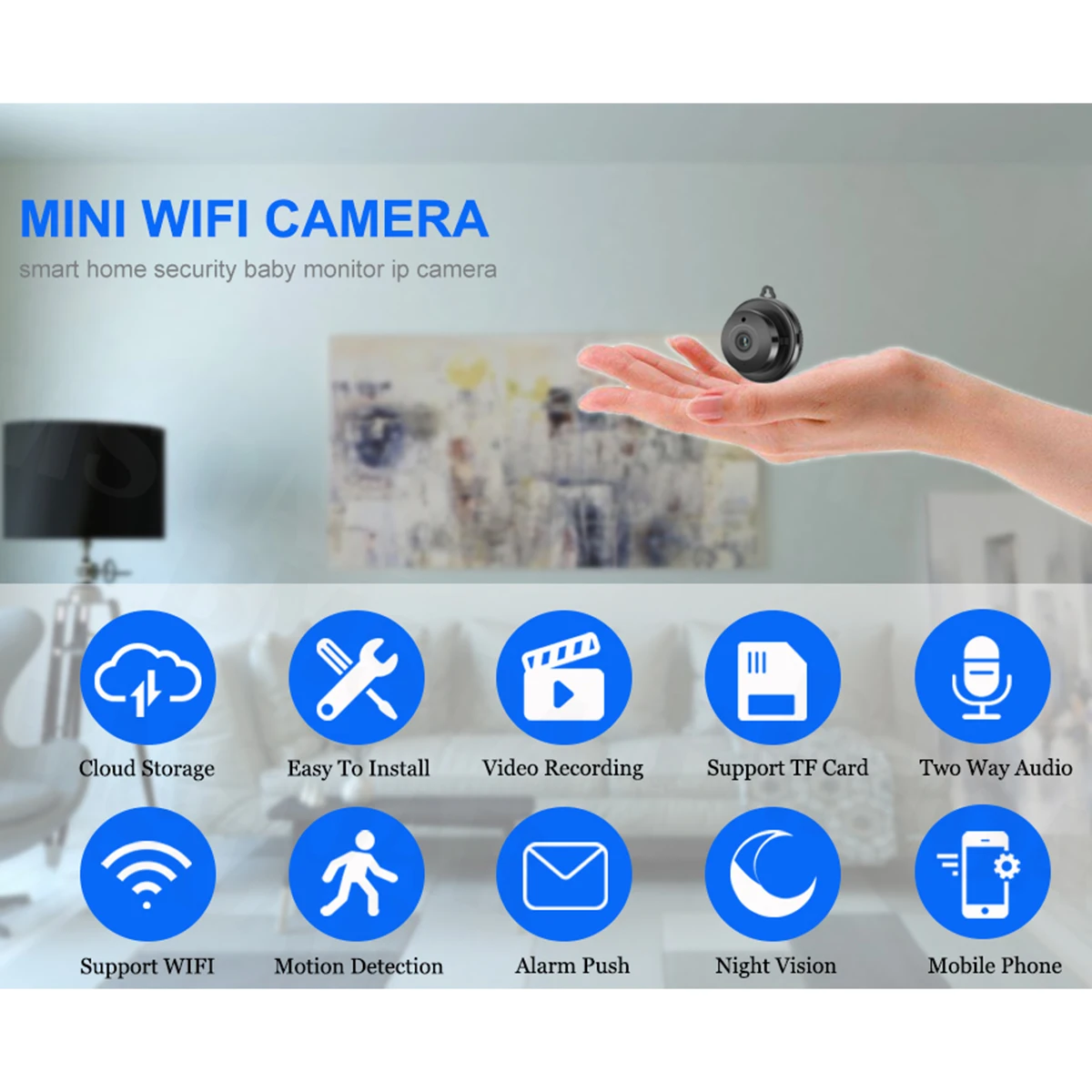 Беспроводная мини ip-камера 64G HD IR, ночная микро камера, домашняя охранная камера наблюдения, Wi-Fi, детский монитор, камера