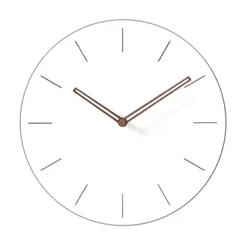 

Simple Modern White Round Wooden Wall Clock 11 inch Non-ticking one AA battery powered (Time Bars)