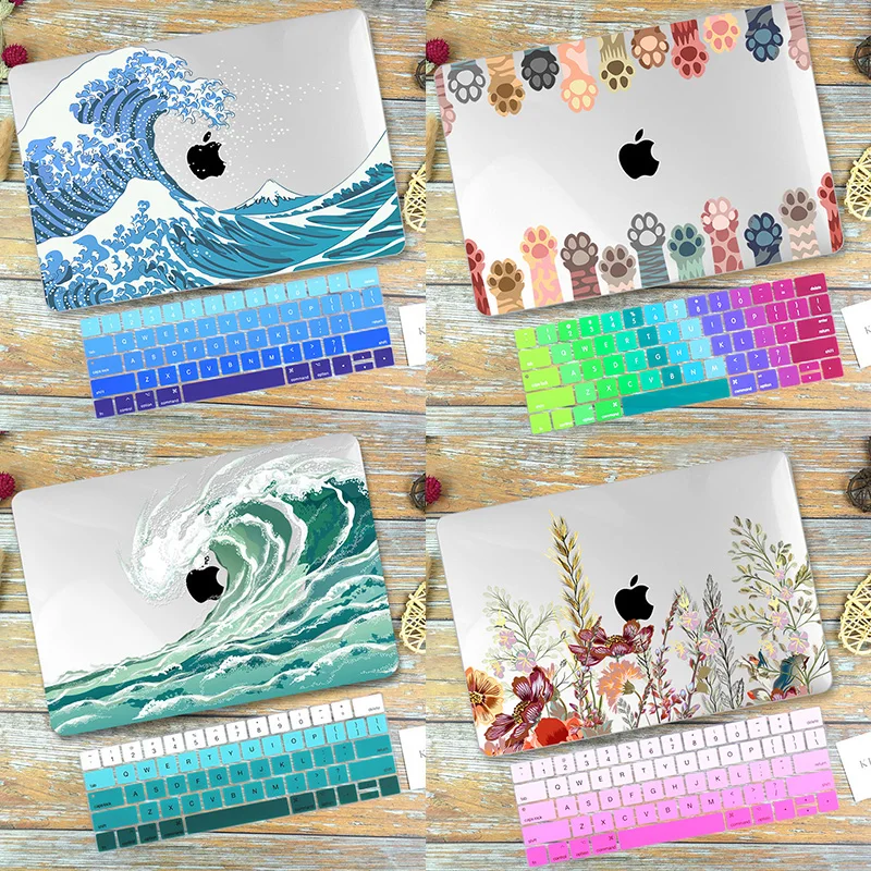 HD Flora Print clear Case for Macbook Pro Air Pro 13 inch 2020 A2338 A2337 A2289 A2251 A2179 2018 cover with keyboard cover