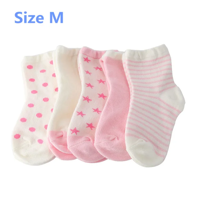 style 1-M pink Мягкая детская одежда для новорожденных, хлопковые носки, зима-весна,, 5 пар, милые детские носки с рисунками, удобные носки до щиколотки для От 0 до 10 лет - Цвет: style 1-M pink