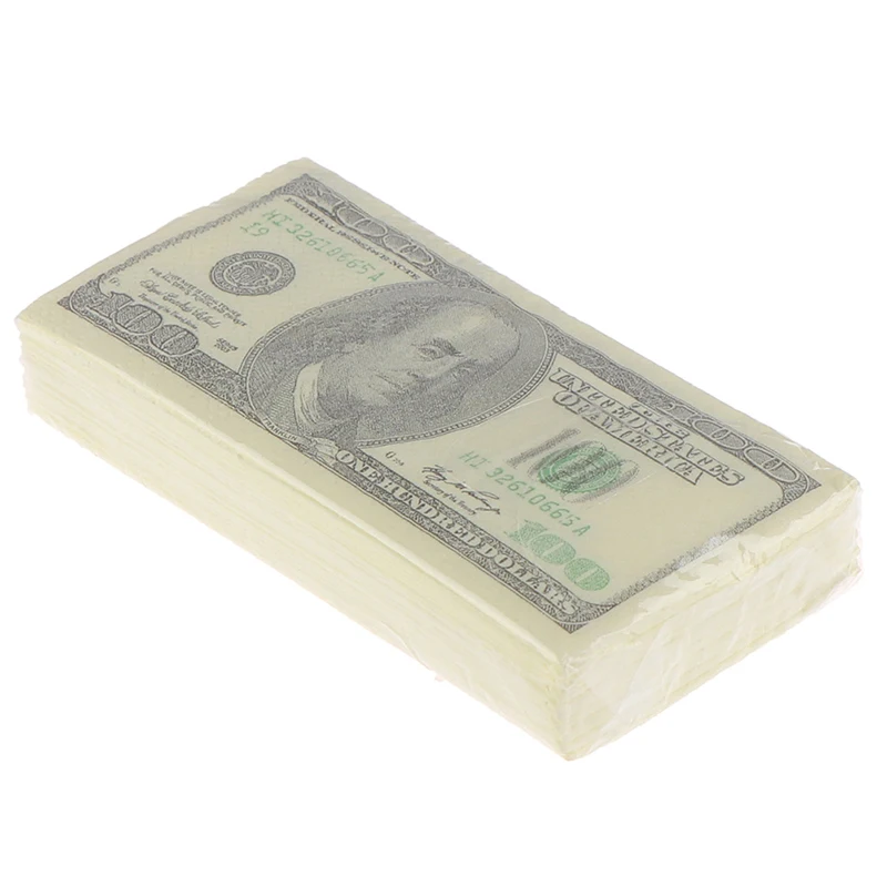 High Quality 10 Pcs/Set Creative Funny 100 Dollars Money Printed Paper Napkins Thick Toilet Tissue Paper Party Supplies