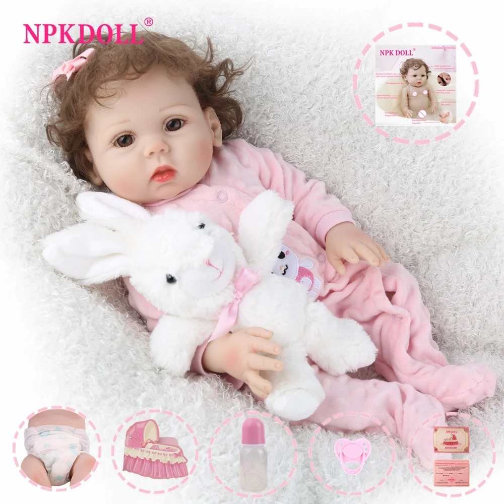 NPKDOLL Reborn Baby Doll 18 Inch Full Vinyl Lifelike Toys For Children Bath  Kids Playmate boneca, fashion doll, stuffed dolls, girl style, Full body  silicone, For girls
