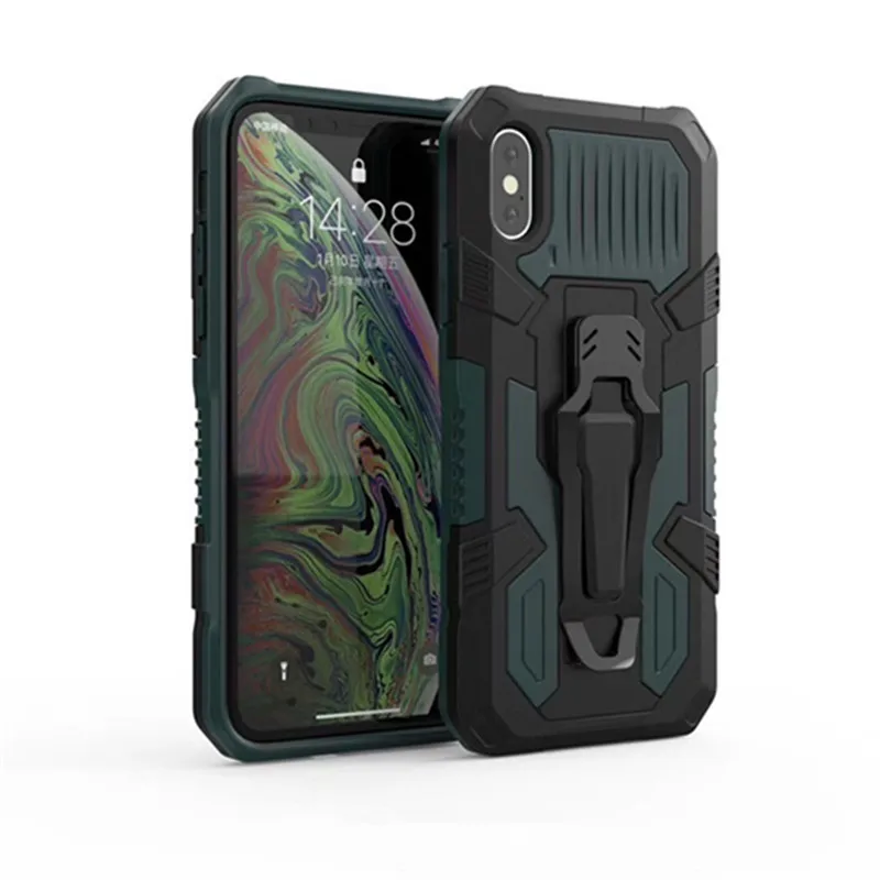 Rugged Hybrid Armor Magnetic Bracket Case with Belt Clip and Shockproof Cover